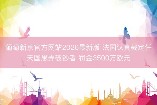 葡萄新京官方网站2026最新版 法国认真裁定任天国愚弄破钞者 罚金3500万欧元
