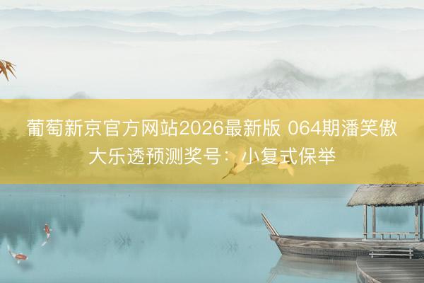 葡萄新京官方网站2026最新版 064期潘笑傲大乐透预测奖号：小复式保举