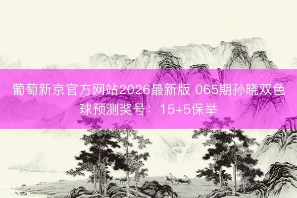 葡萄新京官方网站2026最新版 065期孙晓双色球预测奖号：15+5保举