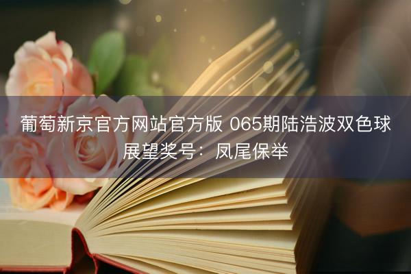 葡萄新京官方网站官方版 065期陆浩波双色球展望奖号：凤尾保举
