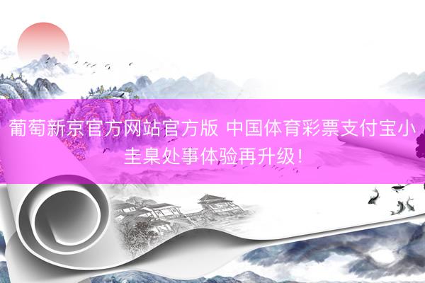 葡萄新京官方网站官方版 中国体育彩票支付宝小圭臬处事体验再升级!