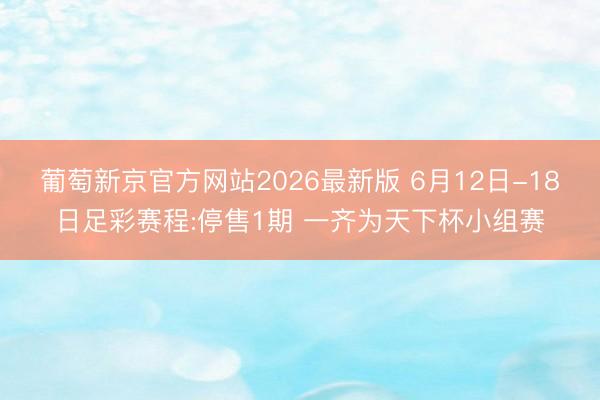 葡萄新京官方网站2026最新版 6月12日-18日足彩赛程:停售1期 一齐为天下杯小组赛