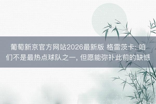 葡萄新京官方网站2026最新版 格雷茨卡: 咱们不是最热点球队之一, 但愿能弥补此前的缺憾