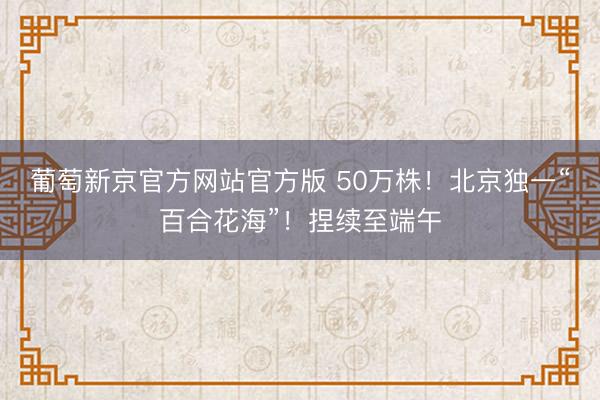 葡萄新京官方网站官方版 50万株！北京独一“百合花海”！捏续至端午