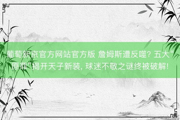 葡萄新京官方网站官方版 詹姆斯遭反噬? 五大“原罪”揭开天子新装， 球迷不敬之谜终被破解!