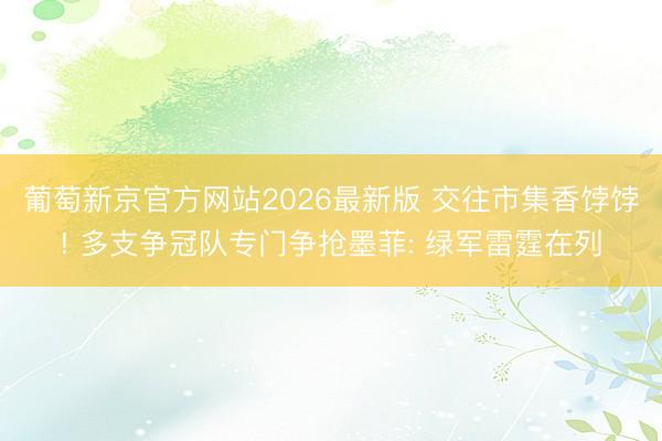 葡萄新京官方网站2026最新版 交往市集香饽饽! 多支争冠队专门争抢墨菲: 绿军雷霆在列