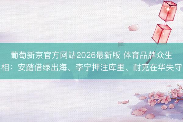 葡萄新京官方网站2026最新版 体育品牌众生相：安踏借绿出海、李宁押注库里、耐克在华失守