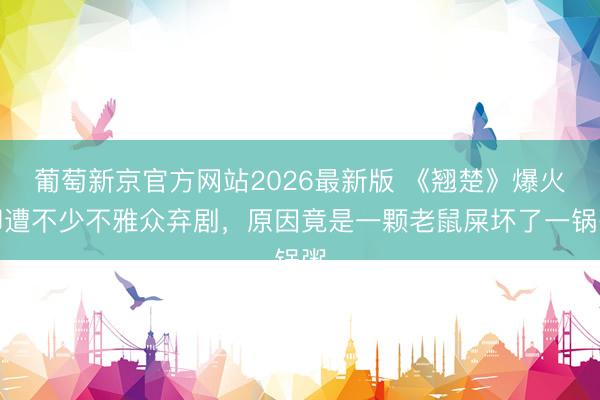 葡萄新京官方网站2026最新版 《翘楚》爆火却遭不少不雅众弃剧，原因竟是一颗老鼠屎坏了一锅粥
