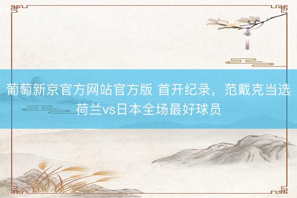 葡萄新京官方网站官方版 首开纪录，范戴克当选荷兰vs日本全场最好球员