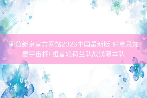 葡萄新京官方网站2026中国最新版 好意思加墨宇宙杯F组首轮荷兰队战浅薄本队